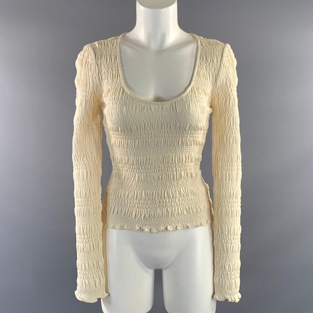 FRAME Size XS Cream Viscose Pleated Casual Top